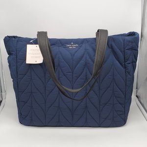Kate Spade Blue Quilted Tote with Black Handles